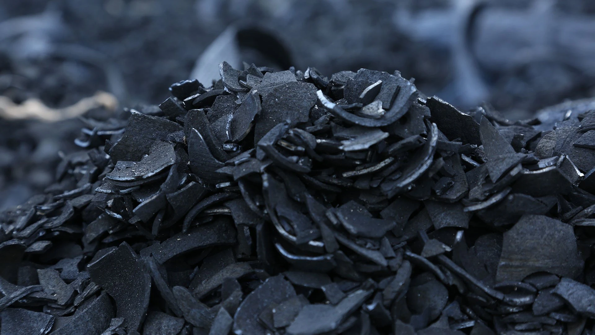 High fixed carbon coconut shell charcoal pieces manufactured at Raj Carbon Charcoal Industry